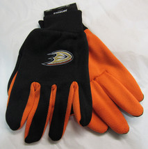 NHL Anaheim Ducks Colored Palm Utility Gloves Black w/ Orange Palm by FOCO - $14.95