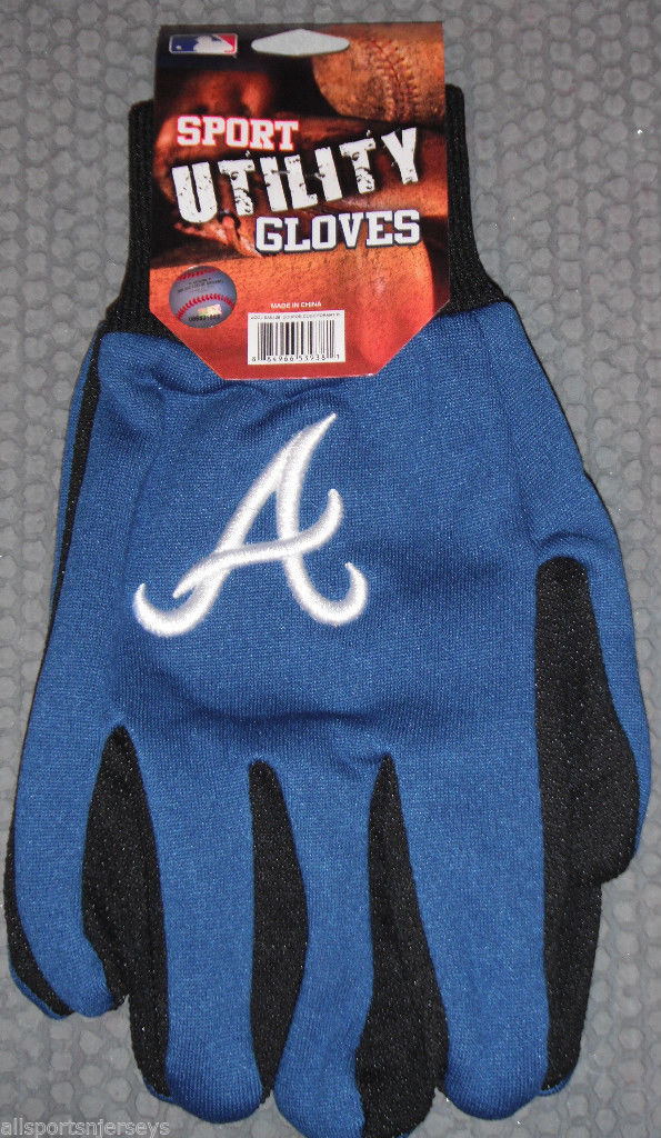 MLB Atlanta Braves Utility Gloves Navy w/ Black Palm by FOCO - £13.58 GBP