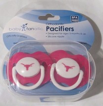 NCAA Texas Longhorns Pacifier set of Pink Color w/Case by baby fanatic - £11.15 GBP