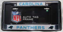 NFL Carolina Panthers Chrome License Plate Frame Thin Light Blue Letters - £11.84 GBP