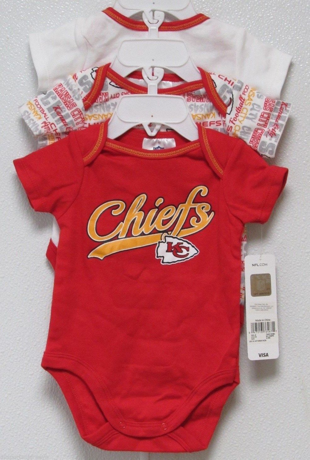 NFL Kansas City Chiefs Onesie Set of 3 Daddy's Little Rookie in Training 18 M - $29.95