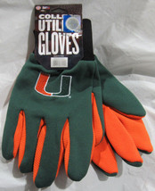NCAA Miami Hurricanes Colored Palm Utility Gloves Green w/ Orange Palm by FOCO - £11.98 GBP