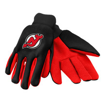 NHL New Jersey Devils Colored Palm Utility Gloves Black w/ Red Palm by FOCO - £12.63 GBP