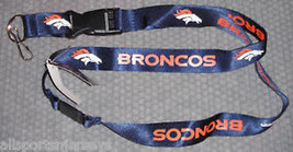 NFL Denver Broncos Logo Name Blue Lanyard Detachable Keyring 23&quot;X3/4&quot; Am... - £7.45 GBP