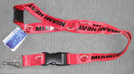 NBA Miami Heat Logo on Red Lanyard Detachable Buckle 23&quot;X3/4&quot; by Aminco - £7.46 GBP