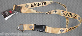 NFL New Orleans Saints Vegas Gold Lanyard Detachable Keyring 23&quot;X3/4&quot; Am... - $9.49