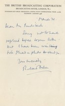 Richard Baker Newsreader 1950s BBC Old Hand Signed Letter - £10.16 GBP