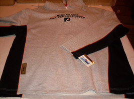 Philadelphia Flyers Gray Hooded Pullover Sweatshirt Embroidered Large Majestic - £26.33 GBP
