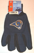 2016 Logo NFL Los Angeles Rams Utility Work Gloves Blue w/Black Palm McArthur - £8.78 GBP