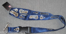 NFL St. Louis Rams Logo on Blue Lanyard Detachable Keyring 23&quot;X3/4&quot; Aminco - £7.45 GBP