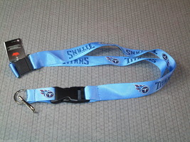 NFL Tennessee Titans Logo on Lite Blue Lanyard Keyring 23&quot;X3/4&quot; Aminco - £7.58 GBP