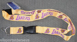 NBA Los Angeles Lakers Logo Name Yellow Lanyard Detachable Buckle 23&quot;X1&quot;... - $9.49