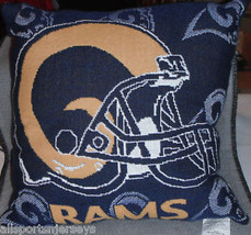 NFL Los Angeles Rams Logo on 20&quot;x20&quot; Jacquard Pillow w/Name Northwest Co. - £23.94 GBP