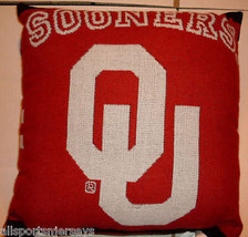 NCAA Oklahoma Sooners Logo and Name on Red 20&quot; by 20&quot; Jacquard Pillow Northwest - £23.41 GBP