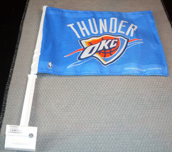 NBA Oklahoma City Thunder Logo under Name Blue Window Car Flag RICO Industries - $13.95
