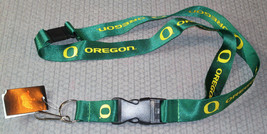 NCAA Oregon Ducks Logo and Name on Green Keychain Lanyard by Aminco - £7.44 GBP