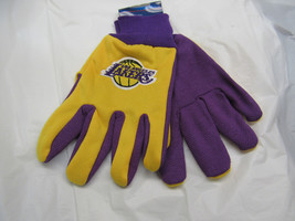 NBA Los Angeles Lakers Colored Palm Utility Gloves Gold w/ Purple Palm McARTHUR - £8.83 GBP