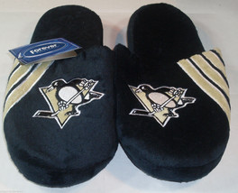 NHL Pittsburgh Penguins Stripe Logo Dot Sole Slippers Size L by FOCO - $22.95
