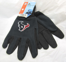 Nfl Nwt No Slip Utility Work Gloves - Houston Texans - Black W/ Black Palm - £8.78 GBP