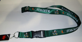 NCAA Miami Hurricanes Logo on Green 23&quot; x 3/4&quot; Lanyard Keychain by Aminco - £7.43 GBP