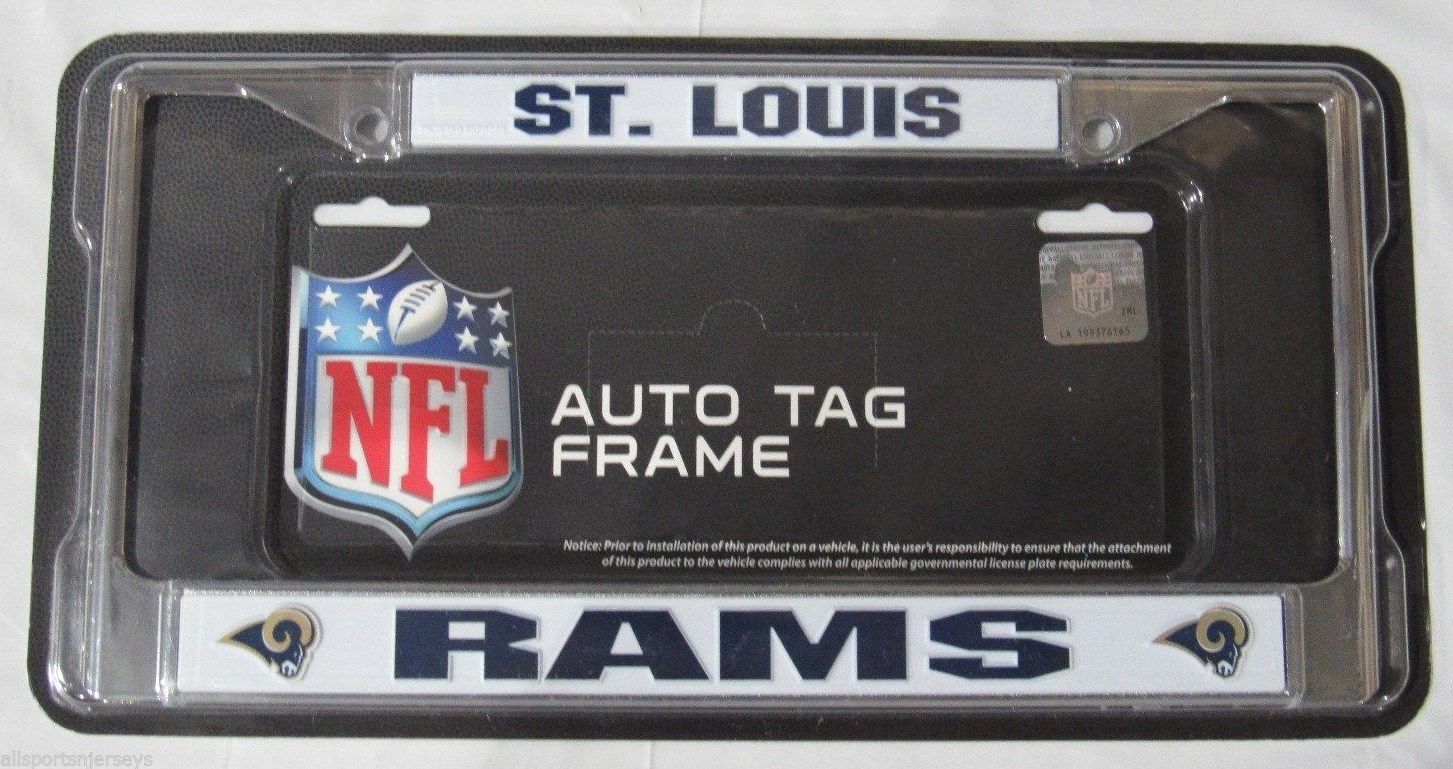 Primary image for NFL ST Louis Rams Chrome License Plate Frame Thick Blue Letters