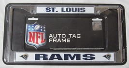 NFL ST Louis Rams Chrome License Plate Frame Thick Blue Letters - $11.25