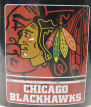 NHL Chicago Blackhawks 50&quot; by 60&quot; Rolled Fleece Blanket Fade Away Design - £18.84 GBP