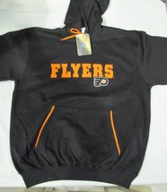 Philadelphia Flyers Black Hooded Pullover Sweatshirt Embroidered Large Majestic - £27.61 GBP