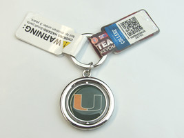 NCAA Miami Hurricanes Spinning Logo Key Ring Keychain Forever Collectibles - £12.98 GBP