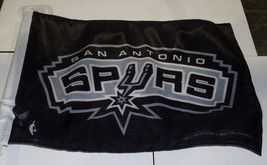 NBA San Antonio Spurs Logo on Black Window Car Flag by Fremont Die - £11.98 GBP