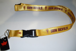 NCAA Arizona State Sun Devils Logo on Gold 23&quot; x 3/4&quot; Lanyard Keychain b... - £7.47 GBP