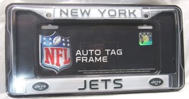 NFL New York Jets Old Logo Chrome License Plate Frame Thin Green Letters - £11.93 GBP