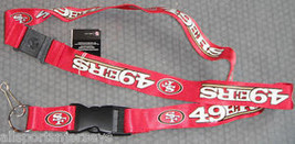 NFL San Francisco 49ers Logo on Red Lanyard Detachable Keyring 23&quot;X3/4&quot; Aminco - £7.46 GBP