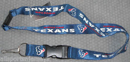 NFL Houston Texans Logo on Blue Lanyard Detachable Keyring 23&quot;X3/4&quot; Aminco - $9.49