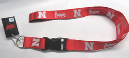 NCAA Nebraska Cornhuskers Logo on Red 23&quot; x 3/4&quot; Lanyard Keychain by Aminco - £7.49 GBP