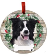Border Collie Dog Wreath Ornament Personalizable Christmas Holiday Decor... - $19.73 CAD