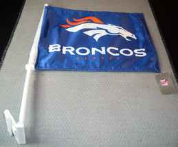 NFL Denver Broncos Logo over Name on Blue Window Car Flag by Fremont Die - £12.76 GBP