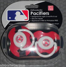 MLB Boston Red Sox Pacifier set of 2 Striped w/Case by baby fanatic - £10.22 GBP