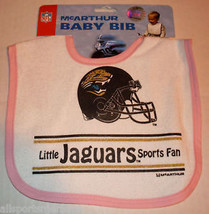 NFL Little Jacksonville Jaguars Fan Baby Bib White w/Pink Trim by WinCraft - £7.79 GBP