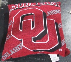 NCAA Oklahoma Sooners Logo w/Name on Red 20&quot; by 20&quot; Jacquard Pillow Northwest - £23.48 GBP