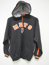 MLB New York Mets Hooded Pullover Black Sweatshirt Applique Large by Lee... - £31.43 GBP