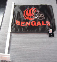 NFL Cincinnati Bengals Team Logo on Black Car Window Flag by Fremont Die - £15.95 GBP