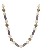 Vintage Bakelite Beaded Necklace White Violet Beads Signed Japan Womens ... - $152.46