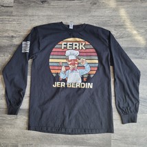 Swedish Chef Ferk Jer Berdin Mens Long Sleeve Black Cotton Tshirt Size M... - £7.78 GBP