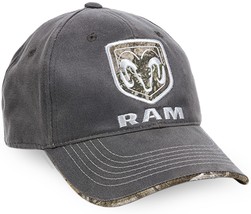 Dodge RAM Logo Charcoal Weathered Cotton Cap with Realtree Edge™ - For Men - £16.41 GBP