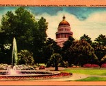 Stato Capitol Costruzione E Park Sacramento California Ca Unp Lino Carto... - $3.03