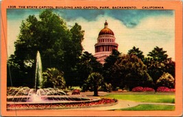 Stato Capitol Costruzione E Park Sacramento California Ca Unp Lino Cartolina B3 - £2.38 GBP