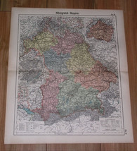 1905 Antique Map Of Kingdom Of Bavaria Bayern / Munich Inset Map / Germany - £24.07 GBP