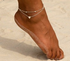 Women charm 2021 Women Anklets Simple Heart Barefoot  Sandals Foot Bracelet - £3.16 GBP