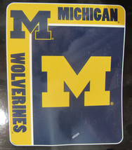 NCAA Michigan Wolverines Plush 50&quot; by 60&quot; Raschel Blanket School Spirit Design - £31.65 GBP